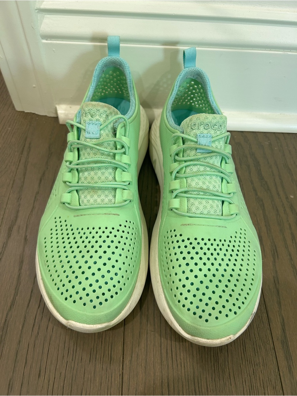 CROCS Kids LiteRide Pacer Sneaker - Mint Green with White Sole